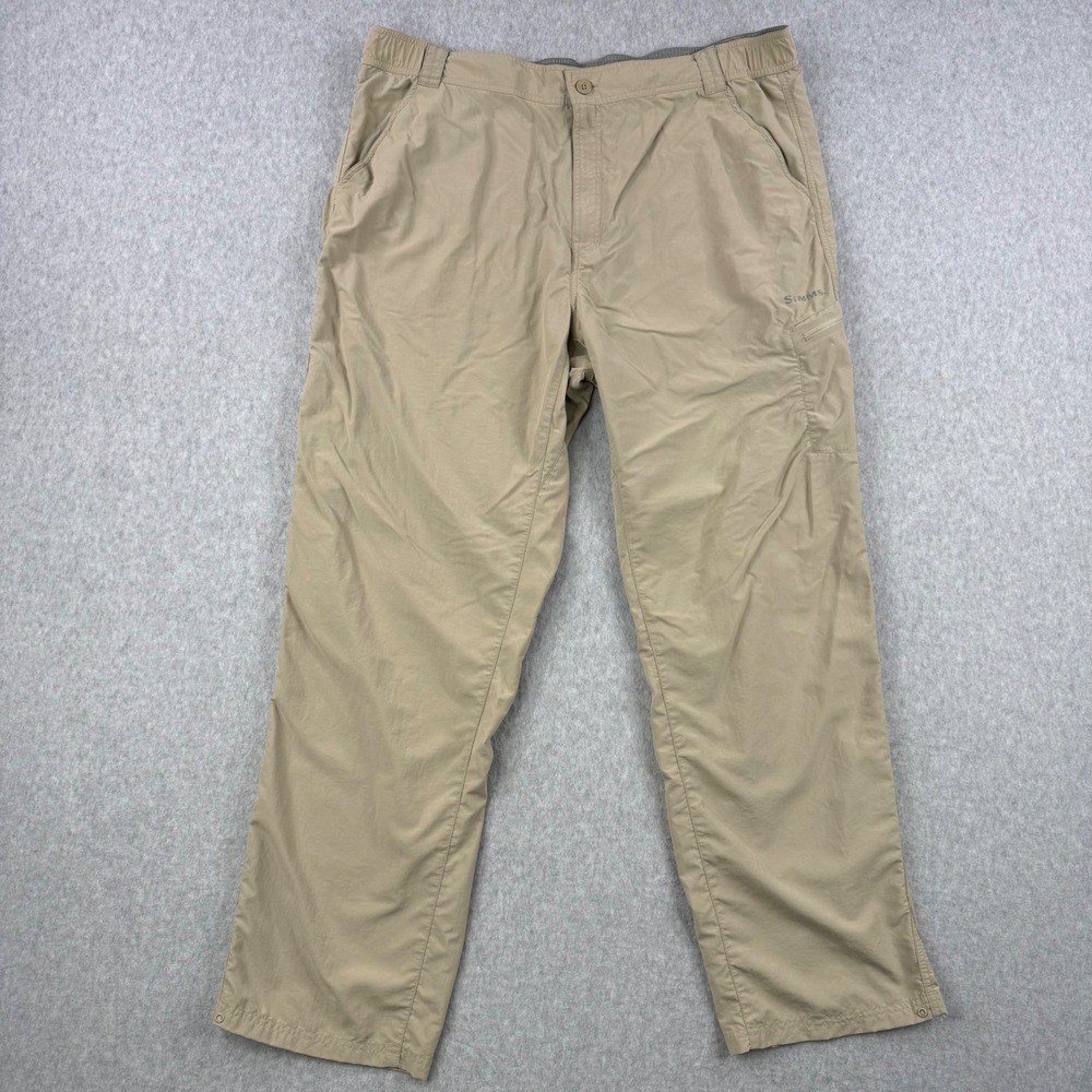 Simms Pants Mens XXL Tan Nylon Guide Series Cargo Fishing Hiking Lightweight